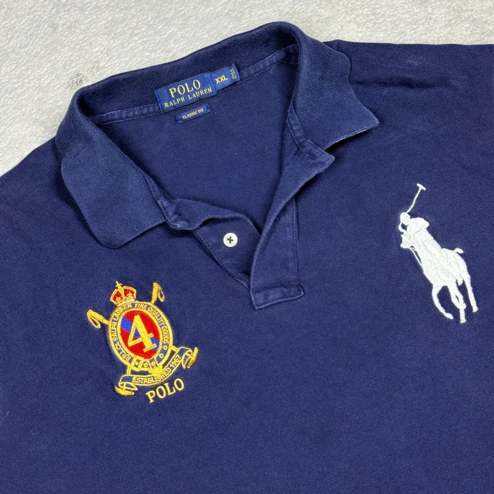 Polo Ralph Lauren Big Pony Polo Shirt Mens XXL Navy Blue Crest Classic Fit 13703